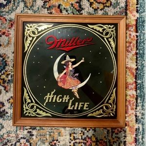 Miller High Life “Girl on the Moon” framed sign
